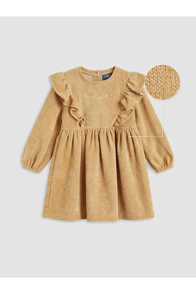 LC Waikiki LCW Kids Rochie maro din catifea cu volane pentru fete