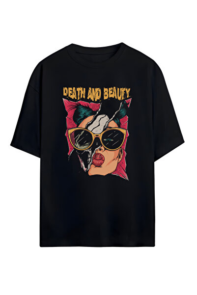STİL-X Tricou oversize unisex din bumbac 100% cu imprimeu Death And Beauty