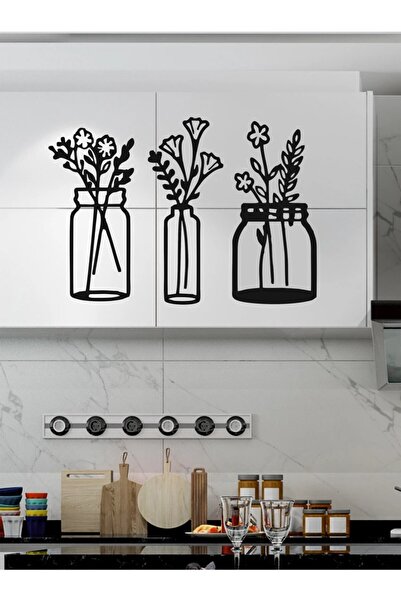 ForWhat 3Pcs Wooden Flowering Jar Serial Wall Decor for Office Home Office Gift