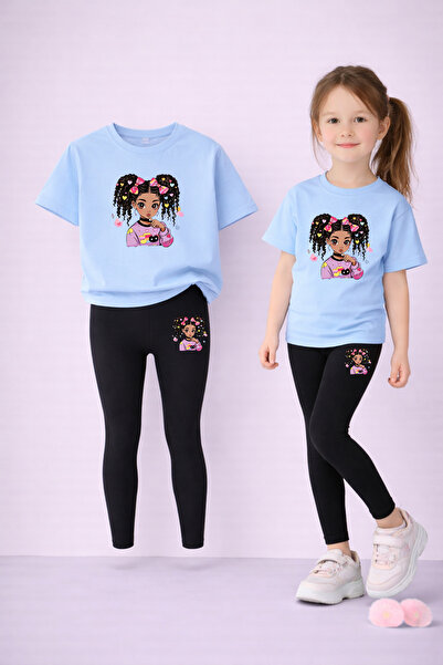 VODEXA Set de tricou și jambiere pentru fete, 100% bumbac, elastic, confortab...