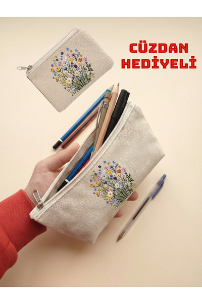 JANJAN Kanvas Kalemlik,Çok Amaçlı Organizer,Kalem Kutusu,Makyaj Çantası,Kadın...