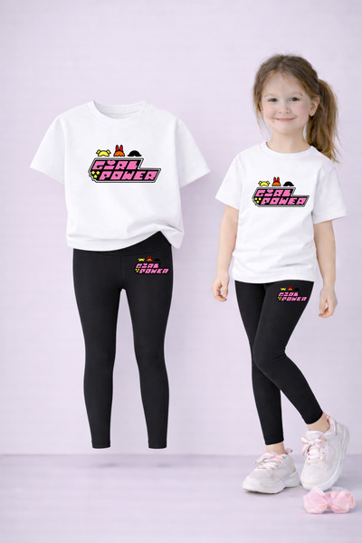 VODEXA Set de tricou și jambiere pentru fete, 100% bumbac, elastic, confortab...