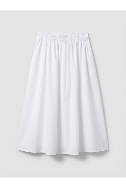 LC Waikiki XSIDE Λευκή ελαστική μέση ποπλίνα φούστα