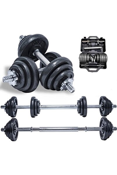 BUNCA Adjustable Dumbbell Set 20kg Cast Iron with Solid Handles for Home Gym ...