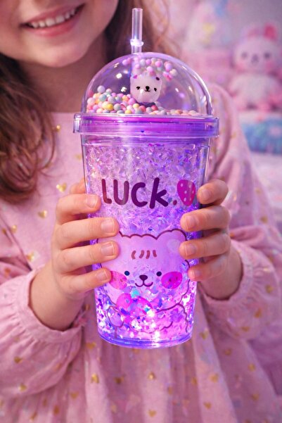 BiTon Toptan وعاء ماء على شكل دب مع شفاطة ومظهر زجاجي مثلج وإضاءة LED سعة 450...