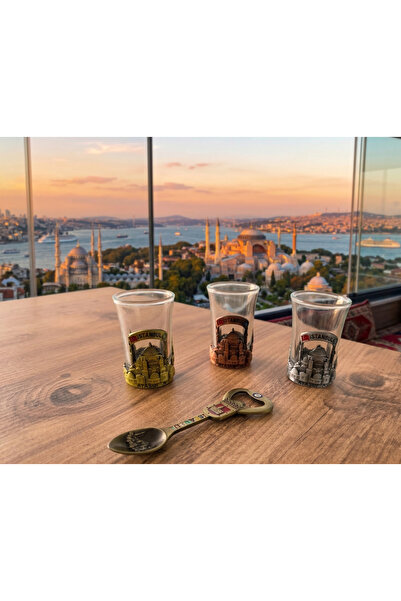 Meya design كأس زجاجي مزخرف بتصميم مسجد الأناضول في اسطنبول - 7x4 سم