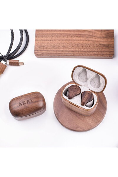 AKAI Bamboo Bluetooth Headphones With Enc, Brown