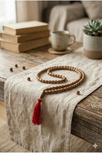 PİRAMİGO Natural Exotic Wood Mystical Mala Necklace - 108 Beads Meditation St...