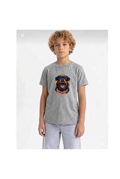 playwear Παιδικό unisex μπλουζάκι με στάμπα Rottweilers, 100% βαμβάκι, με καν...