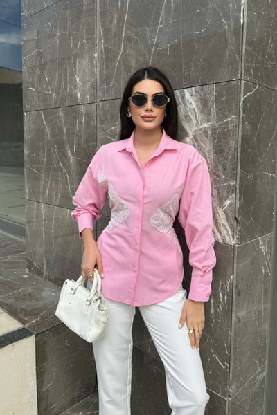 oshebu Πουκάμισο με δαντέλα στην πλάτη και λεπτομέρειες