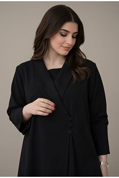WAHAJ DRESSES Black Abaya with Blazer by Bazarir