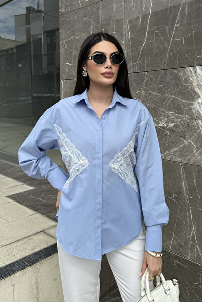 oshebu Back Tie Lace Detail Shirt