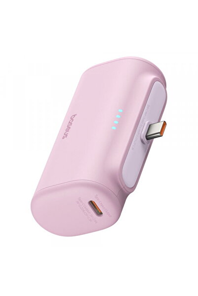 Baseus Baterie Externa Compact, 5000mAh, 20W, PD, 2 x USB-C, Roz P10068306413-00