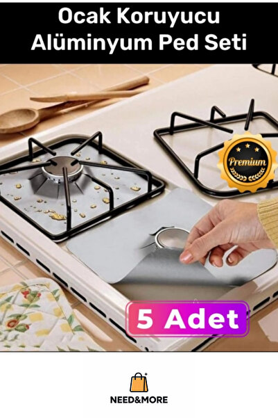 #Premium Alüminyum Ocak Koruyucu Ped Seti – Yağ ve Kir Koruyucu, İz Bırakmaz, 5’li Set