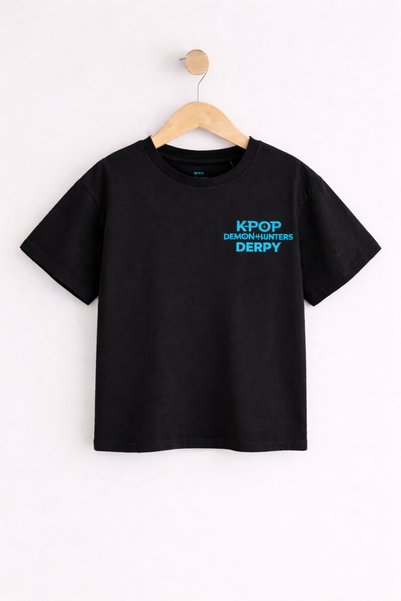 Little Aden Girl's Kpop Demon Hunters Printed 100% Cotton Oversize Summer T-Shirt