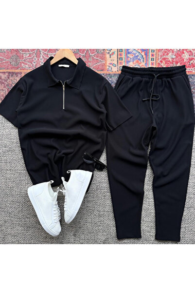 viperkombin Men's Half Zipper T-Shirt and Sweatpants 2-Piece Set