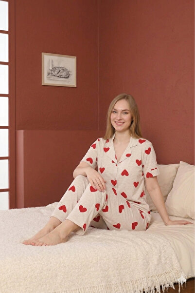 Defkay 100% Cotton Short Sleeve Full Button Women's Pajama Set - Soft Texture...