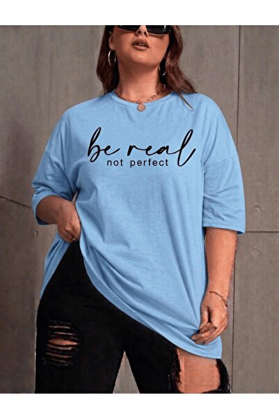 Oksit Tricou din bumbac cu decolteu rotund, cu imprimeu, mărime mare, pentru ...