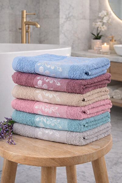 Bikaya Home Eco Jacquard 100% Cotton Hand & Face Towel |   Set of 6 |   Soft ...