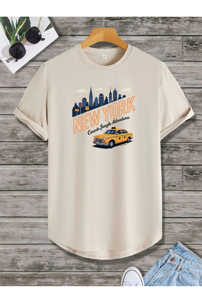 SUNFREE NEWYORK TAXI Τυπωμένη οβάλ φούστα με κανονικό κοντό μανίκι Basic Unis...