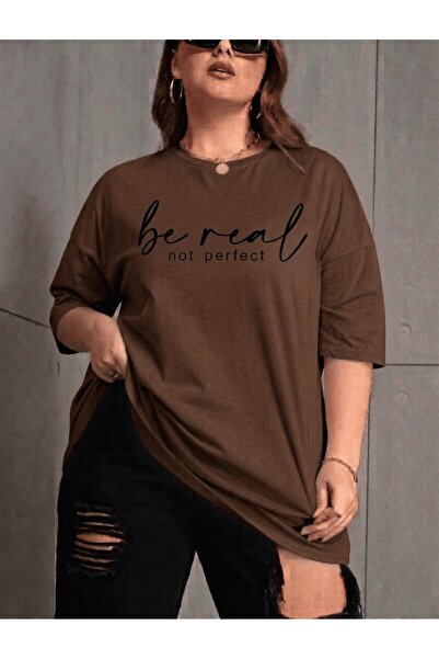 Oksit Tricou din bumbac cu decolteu rotund, cu imprimeu, mărime mare, pentru ...