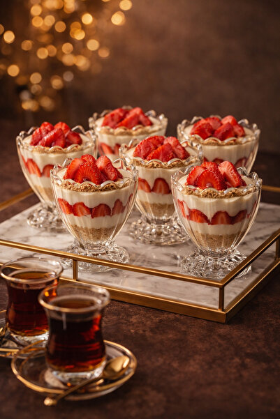 grandora 6-Piece Glass Magnolia Bowl 150 ml |   Turkish Delight Bowl with Sta...