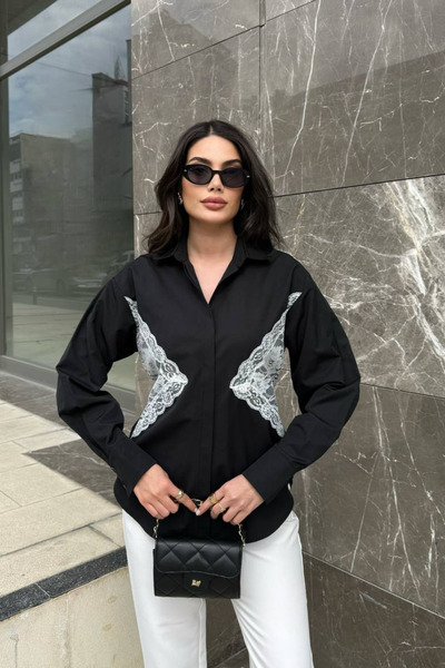 oshebu Πουκάμισο με δαντέλα στην πλάτη και λεπτομέρειες