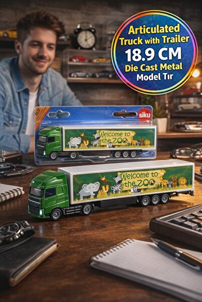TOYFEST Siku 1627 Zoo Temalı Oyuncak Tır Kamyon 1:87 Metal Model Çekici Dorse...