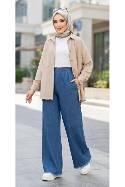 semela Tencel Fabric Comfortable Denim Trousers with Elastic Waist