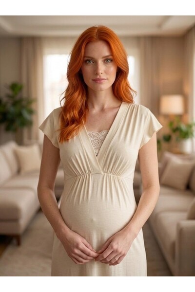 Lohussa New Season Ecru Summer Elegant Lace Detailed Double Breasted Design S...