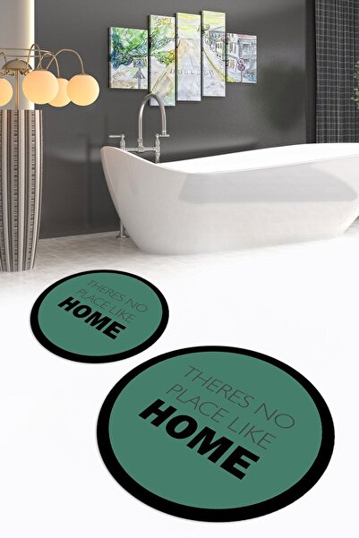Empressco Washable, Digital Printed, Non-Slip Base, Round, Double Bath Set
