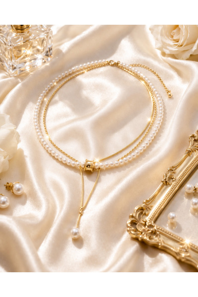 A2Z Colier Dama FREY cu Perle Sintetice si Pandantiv, Inox Aurit, Elegant si ...