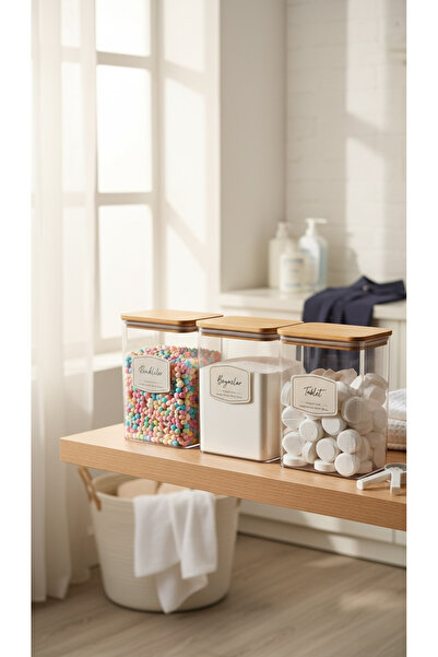 zezedesing Σετ 3 τεμαχίων Ξύλινα Βάζα με Καπάκια, Χρωματιστά & Λευκά & Βάζα γ...