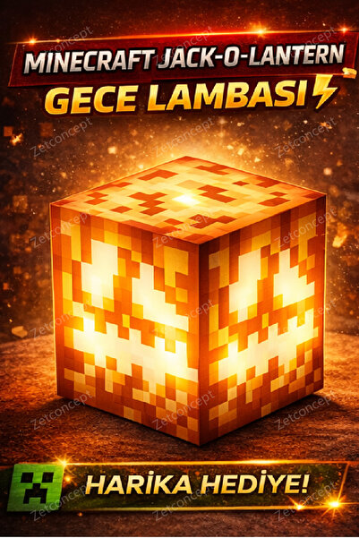 ZETCONCEPT Minecraft Pixel Lamp – USB Şarjlı LED Gece Lambası (Creeper / Reds...