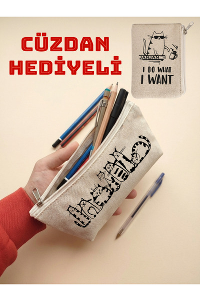 JANJAN Canvas Pen Holder, Multi-Purpose Organizer, Pencil Case, Makeup Bag, C...