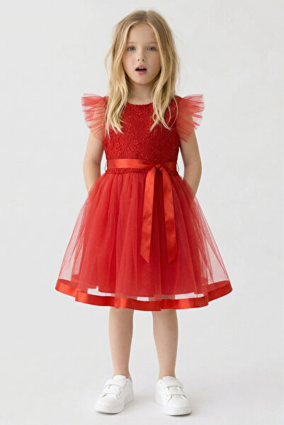 ESİLA KİDS Φόρεμα 23 Απριλίου για κορίτσια, κόκκινο φόρεμα, βραδινό φόρεμα με...