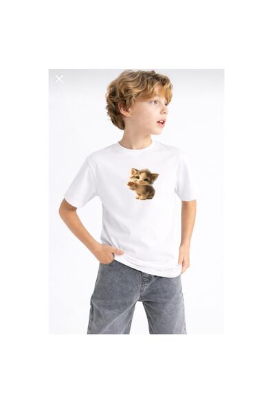 playwear Παιδικό unisex μπλουζάκι με στάμπα Little Cat, 100% βαμβάκι, με λαιμ...
