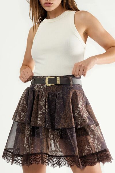 Hiccup QU STYLE Mini skirt with ruffles and belt detail