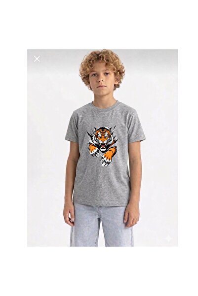 playwear Παιδικό unisex μπλουζάκι Hırçın Kaplan με στάμπα, 100% βαμβάκι, με κ...