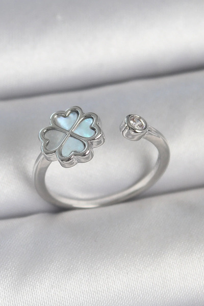 Marsilyan Nvdn- İetaks ™   Brass Silver Color Blue Enamel Clover Model Zircon...