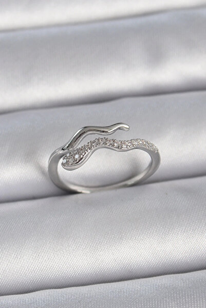 Marsilyan Nvdn- İetaks ™   Brass Silver Color Zircon Stone Snake Adjustable M...