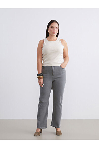 LC Waikiki Rmz Gi̇yi̇m Farkiyla Large Size Wide Leg Women's Jean Pants