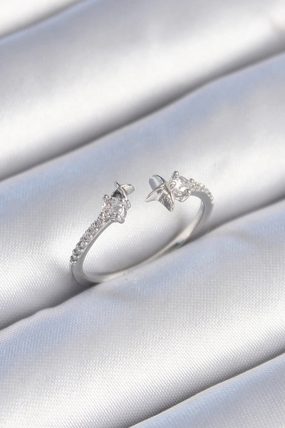 Marsilyan Nvdn- İetaks ™   Brass Silver Color Zircon Stone Detail Star Model ...