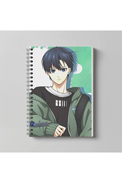 nihonwosekai Caiet Anime Blue Lock, format A4, 60 de coli, fără linii, cu imp...