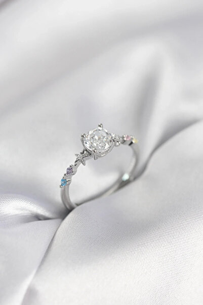 Marsilyan Nvdn- İetaks ™   Single Stone Model Zircon Stone Silver Color Women...