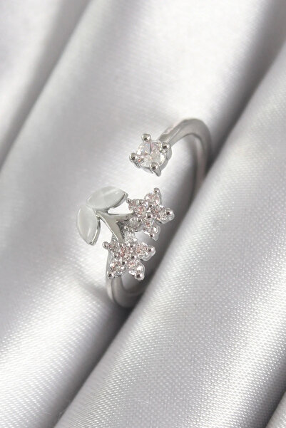 Marsilyan Nvdn- İetaks ™   Brass Silver Color Zircon Stone Flower Model Women...