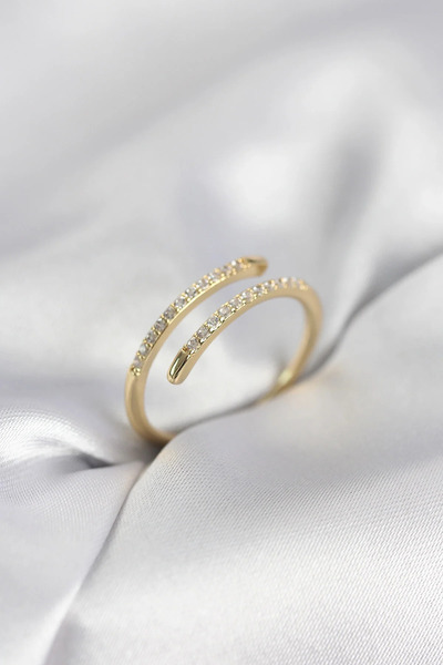 Marsilyan Nvdn- İetaks ™   Gold Color Snake Tail Model Zircon Stone Women's R...