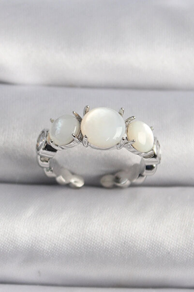 Marsilyan Nvdn- İetaks ™   Brass Silver Color Zircon Stone Detailed White Pea...
