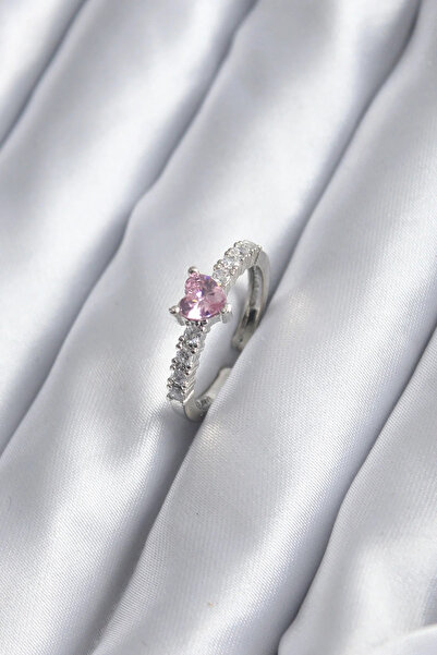 Marsilyan Nvdn- İetaks ™   Silver Color Zircon Stone Pink Crystal Heart Model...