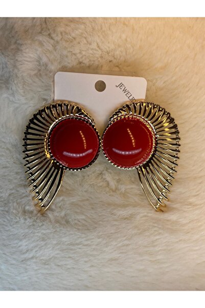 JEWELRY أحمر - ذهبي، أقراط بتصميم أنيق.